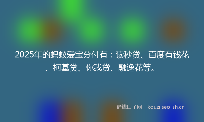 2025年的蚂蚁爱宝分付有：读秒贷、百度有钱花、柯基贷、你我贷、融逸花等。