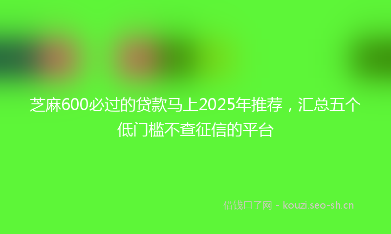芝麻600必过的贷款马上2025年推荐，汇总五个低门槛不查征信的平台