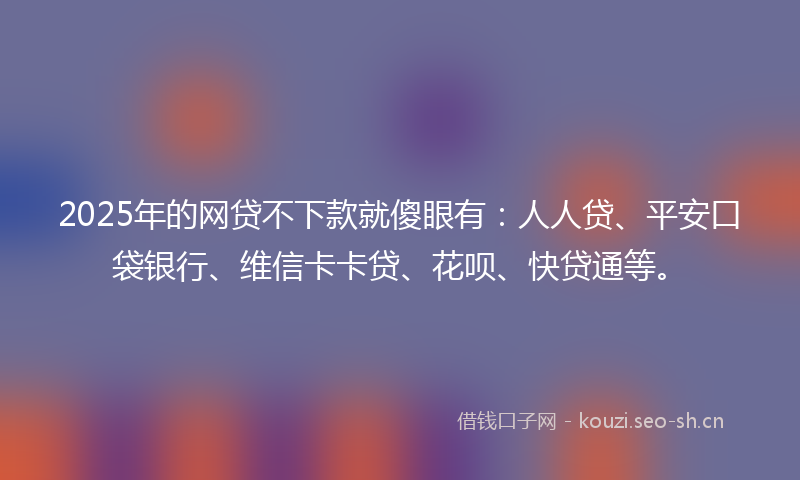 2025年的网贷不下款就傻眼有：人人贷、平安口袋银行、维信卡卡贷、花呗、快贷通等。