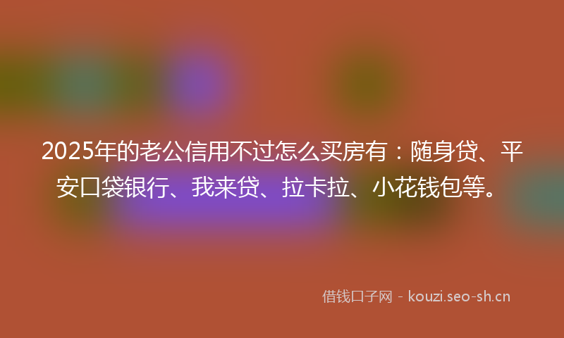 2025年的老公信用不过怎么买房有：随身贷、平安口袋银行、我来贷、拉卡拉、小花钱包等。