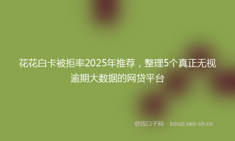 花花白卡被拒率2025年推荐，整理5个真正无视逾期大数据的网贷平台