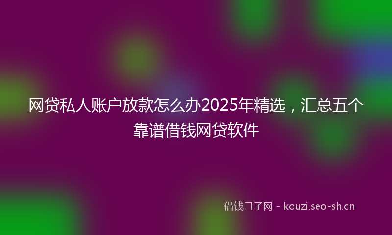 网贷私人账户放款怎么办2025年精选，汇总五个靠谱借钱网贷软件