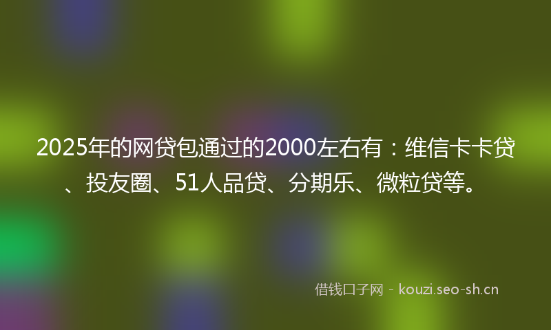 2025年的网贷包通过的2000左右有：维信卡卡贷、投友圈、51人品贷、分期乐、微粒贷等。