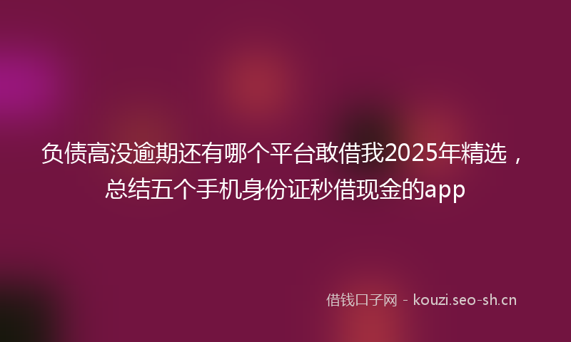 负债高没逾期还有哪个平台敢借我2025年精选，总结五个手机身份证秒借现金的app