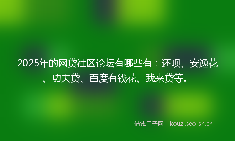 2025年的网贷社区论坛有哪些有：还呗、安逸花、功夫贷、百度有钱花、我来贷等。