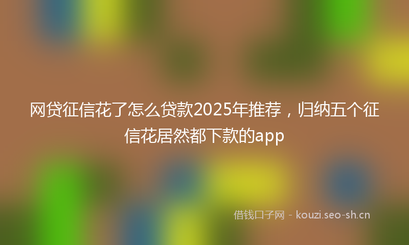 网贷征信花了怎么贷款2025年推荐，归纳五个征信花居然都下款的app