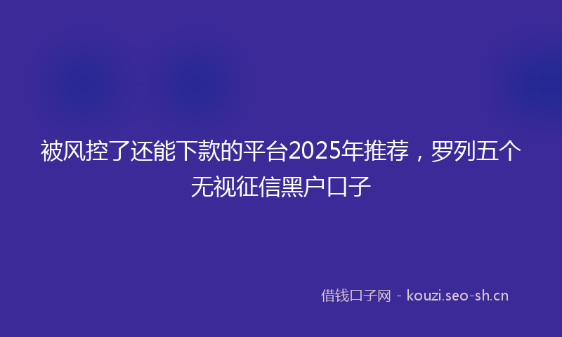 被风控了还能下款的平台2025年推荐，罗列五个无视征信黑户口子