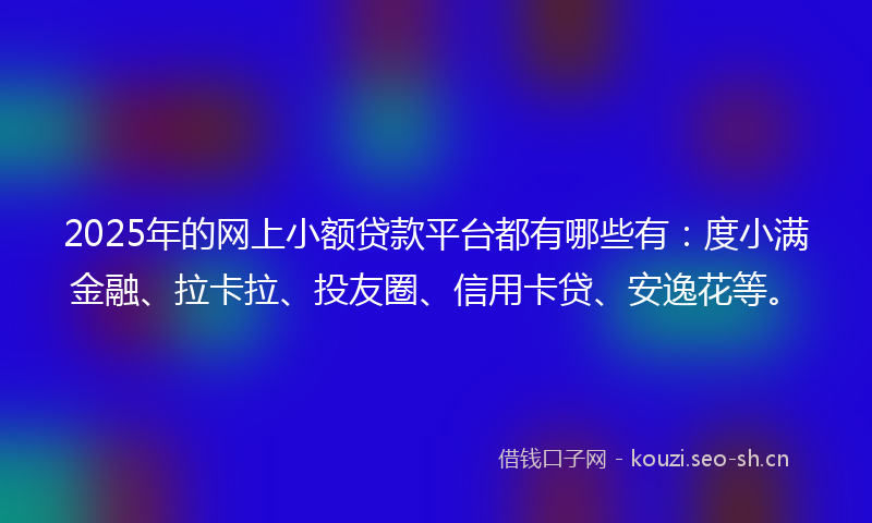 2025年的网上小额贷款平台都有哪些有：度小满金融、拉卡拉、投友圈、信用卡贷、安逸花等。