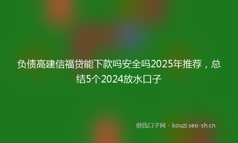 负债高建信福贷能下款吗安全吗2025年推荐，总结5个2024放水口子