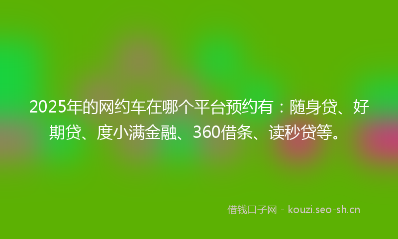 2025年的网约车在哪个平台预约有：随身贷、好期贷、度小满金融、360借条、读秒贷等。