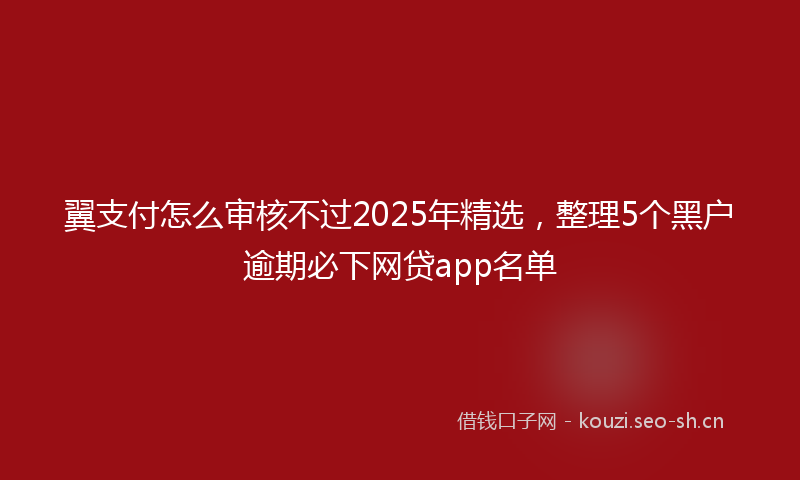 翼支付怎么审核不过2025年精选，整理5个黑户逾期必下网贷app名单