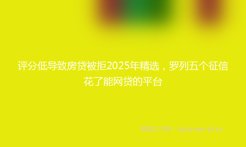 评分低导致房贷被拒2025年精选，罗列五个征信花了能网贷的平台