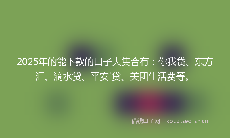 2025年的能下款的口子大集合有：你我贷、东方汇、滴水贷、平安i贷、美团生活费等。