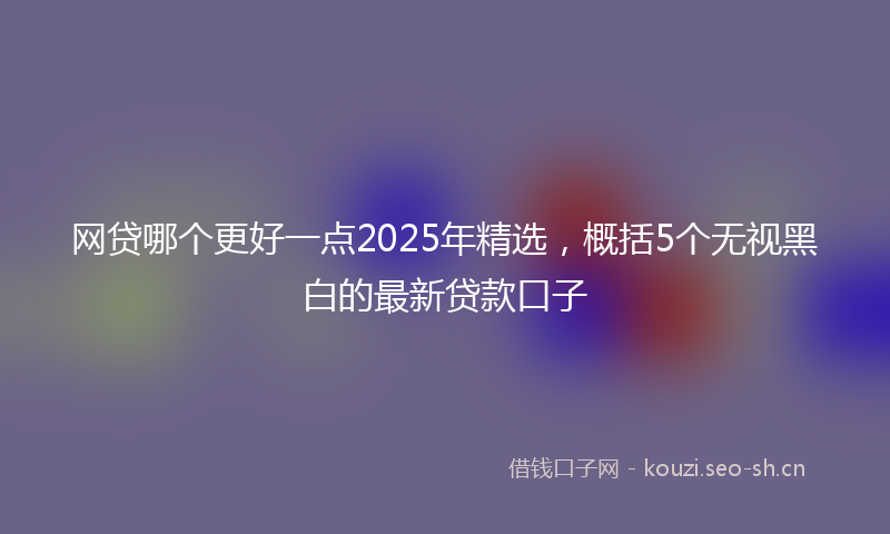 网贷哪个更好一点2025年精选，概括5个无视黑白的最新贷款口子