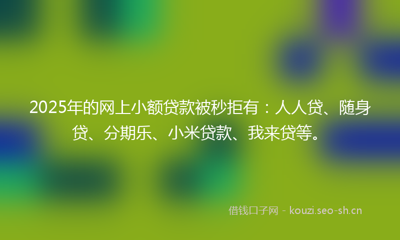 2025年的网上小额贷款被秒拒有：人人贷、随身贷、分期乐、小米贷款、我来贷等。