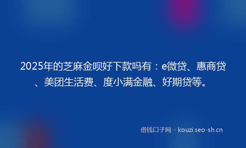 2025年的芝麻金呗好下款吗有：e微贷、惠商贷、美团生活费、度小满金融、好期贷等。