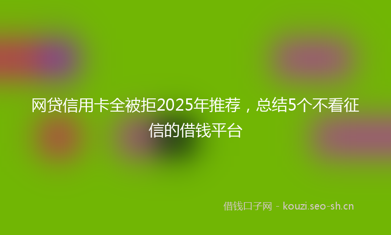 网贷信用卡全被拒2025年推荐，总结5个不看征信的借钱平台
