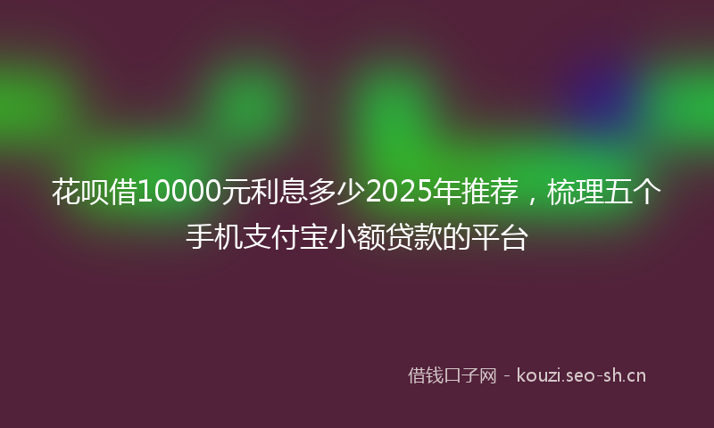 花呗借10000元利息多少2025年推荐，梳理五个手机支付宝小额贷款的平台