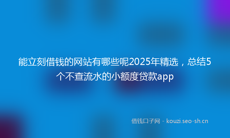 能立刻借钱的网站有哪些呢2025年精选，总结5个不查流水的小额度贷款app