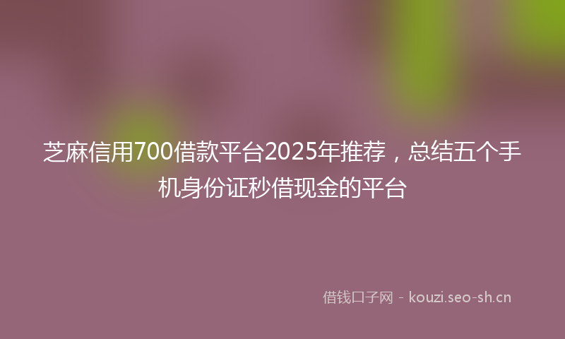 芝麻信用700借款平台2025年推荐，总结五个手机身份证秒借现金的平台