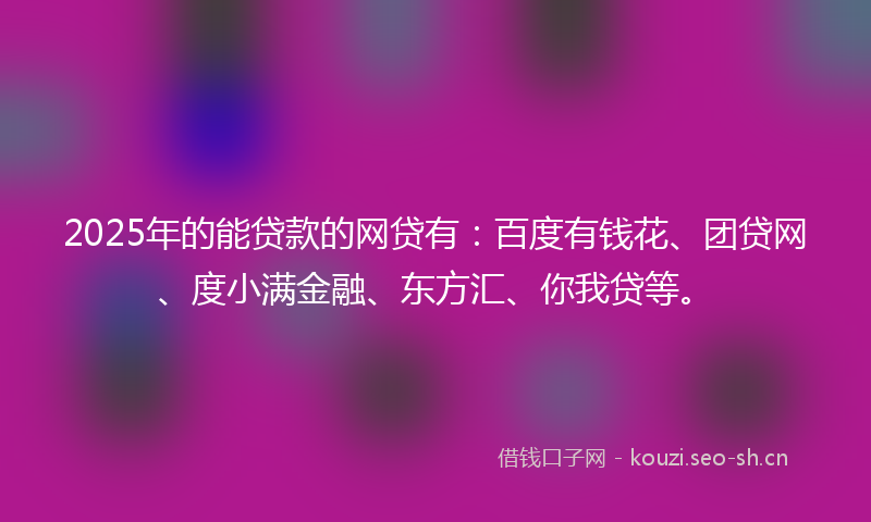 2025年的能贷款的网贷有：百度有钱花、团贷网、度小满金融、东方汇、你我贷等。