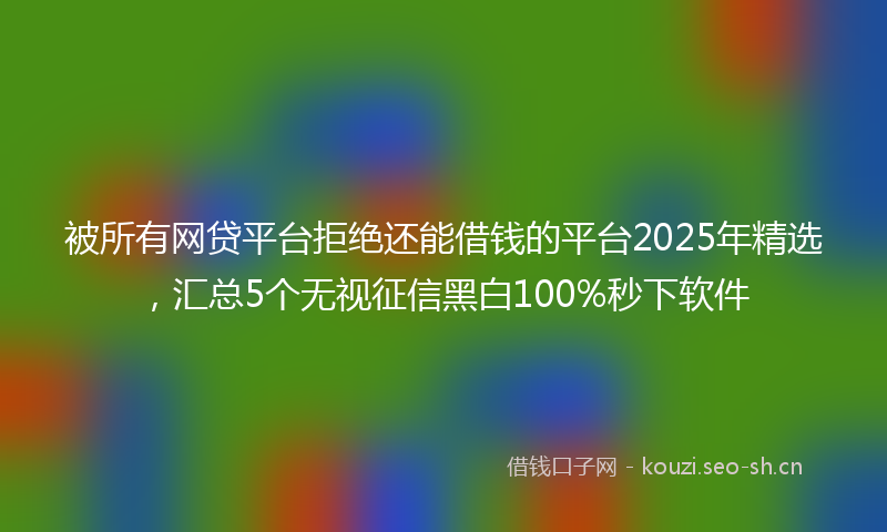 被所有网贷平台拒绝还能借钱的平台2025年精选，汇总5个无视征信黑白100%秒下软件