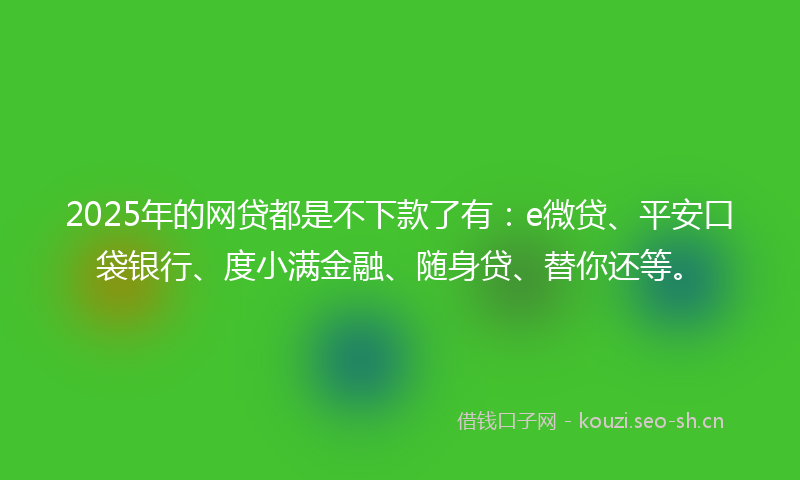 2025年的网贷都是不下款了有：e微贷、平安口袋银行、度小满金融、随身贷、替你还等。