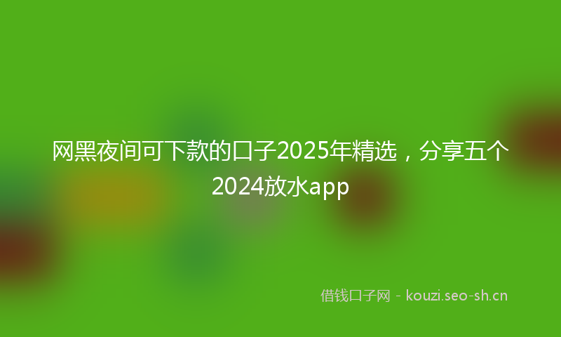 网黑夜间可下款的口子2025年精选，分享五个2024放水app
