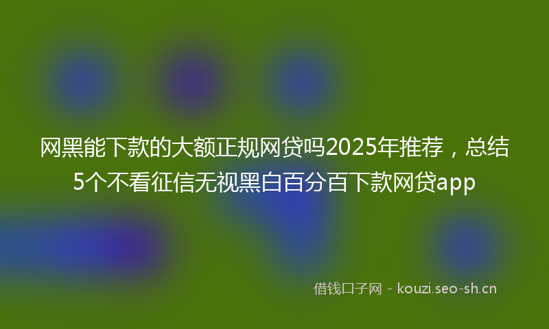 网黑能下款的大额正规网贷吗2025年推荐，总结5个不看征信无视黑白百分百下款网贷app