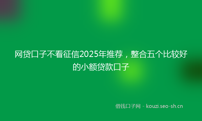 网贷口子不看征信2025年推荐，整合五个比较好的小额贷款口子