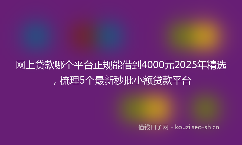 网上贷款哪个平台正规能借到4000元2025年精选，梳理5个最新秒批小额贷款平台