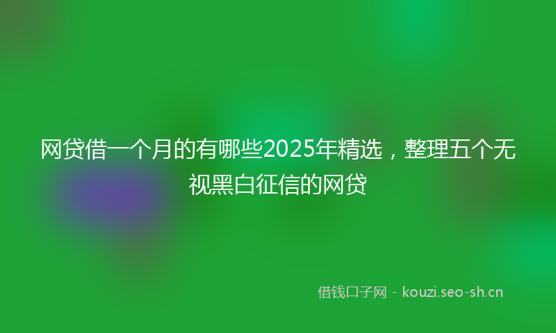 网贷借一个月的有哪些2025年精选，整理五个无视黑白征信的网贷