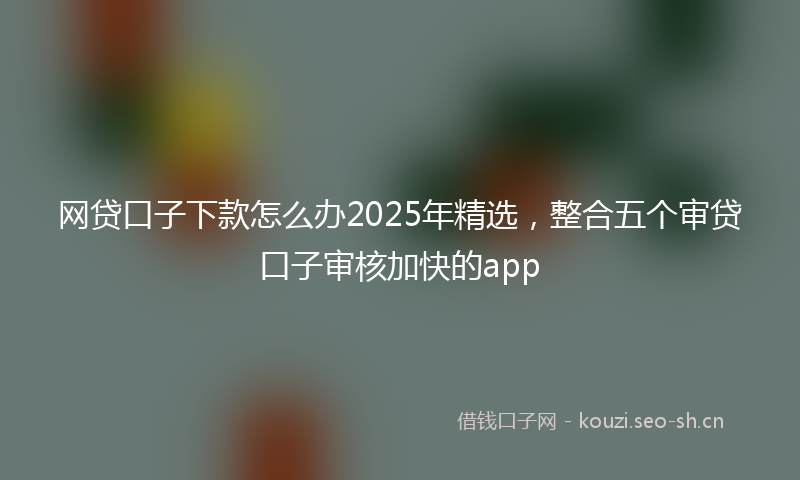 网贷口子下款怎么办2025年精选，整合五个审贷口子审核加快的app