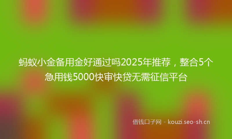 蚂蚁小金备用金好通过吗2025年推荐，整合5个急用钱5000快审快贷无需征信平台