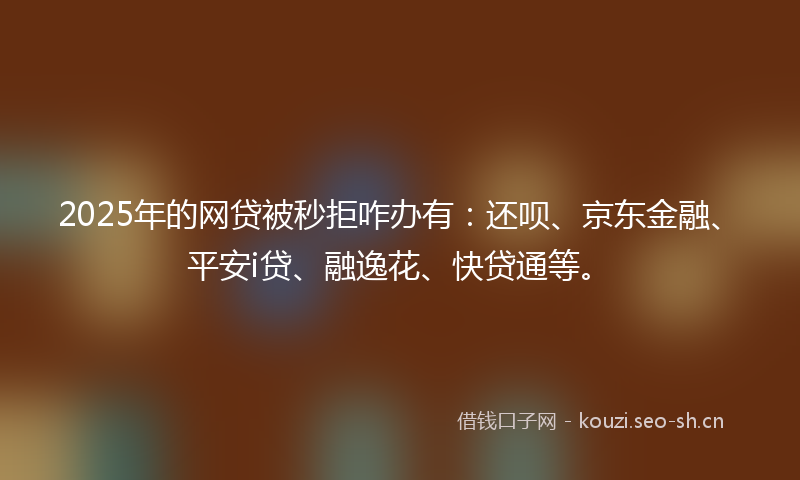 2025年的网贷被秒拒咋办有：还呗、京东金融、平安i贷、融逸花、快贷通等。