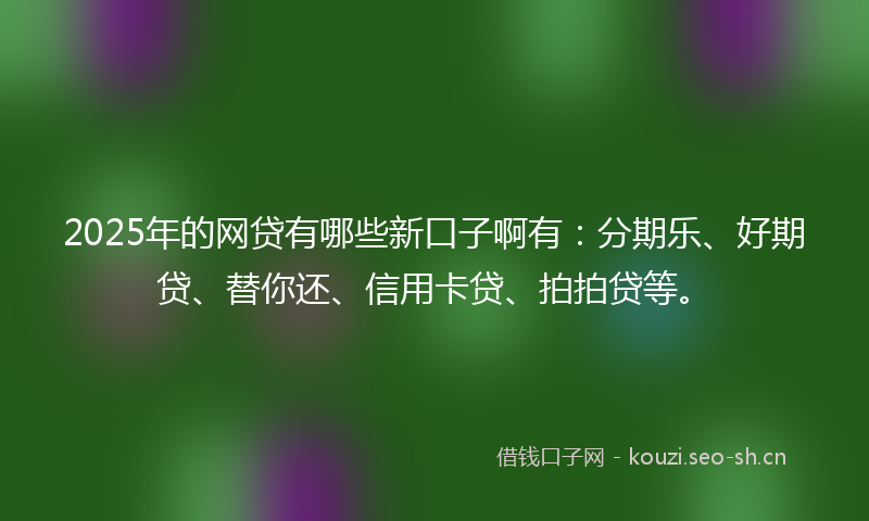 2025年的网贷有哪些新口子啊有：分期乐、好期贷、替你还、信用卡贷、拍拍贷等。