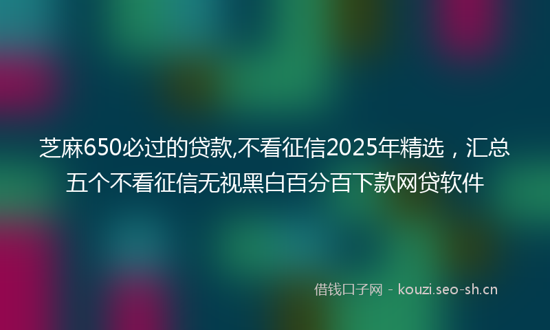 芝麻650必过的贷款,不看征信2025年精选，汇总五个不看征信无视黑白百分百下款网贷软件