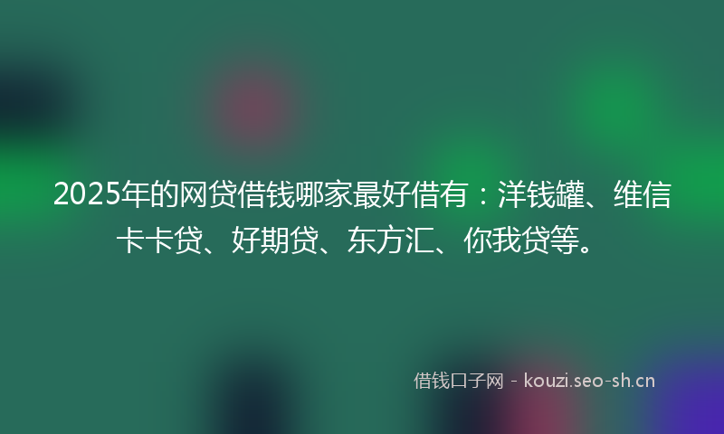 2025年的网贷借钱哪家最好借有：洋钱罐、维信卡卡贷、好期贷、东方汇、你我贷等。