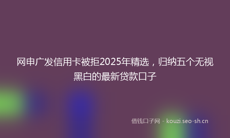 网申广发信用卡被拒2025年精选，归纳五个无视黑白的最新贷款口子