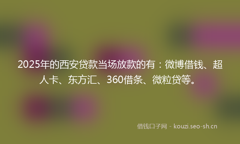 2025年的西安贷款当场放款的有:微博借钱、超人卡、东方汇、360借条、微粒贷等。