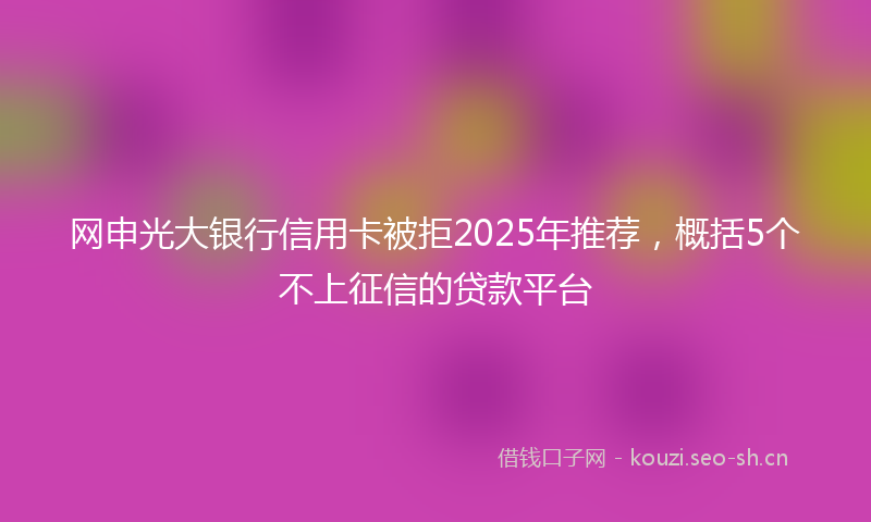网申光大银行信用卡被拒2025年推荐，概括5个不上征信的贷款平台