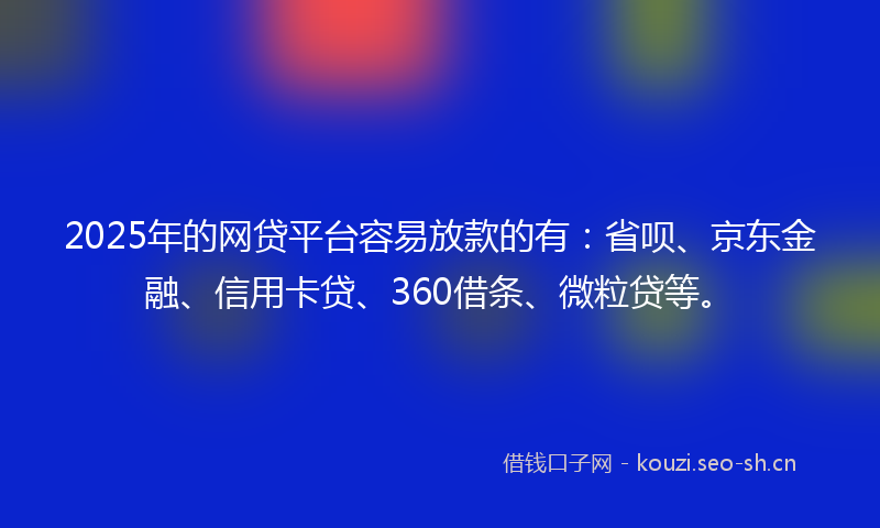 2025年的网贷平台容易放款的有：省呗、京东金融、信用卡贷、360借条、微粒贷等。
