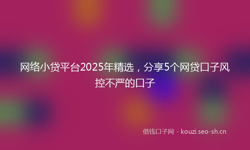 网络小贷平台2025年精选，分享5个网贷口子风控不严的口子