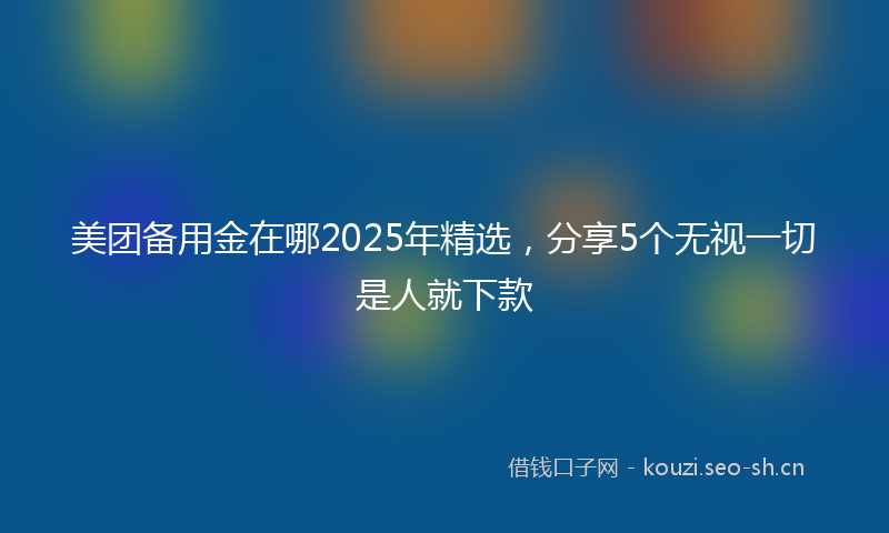 美团备用金在哪2025年精选，分享5个无视一切是人就下款