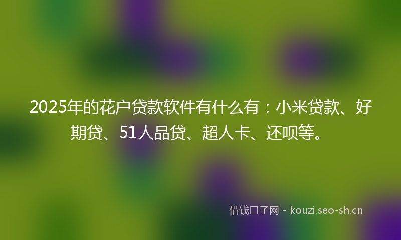 2025年的花户贷款软件有什么有：小米贷款、好期贷、51人品贷、超人卡、还呗等。