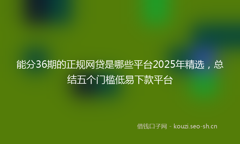 能分36期的正规网贷是哪些平台2025年精选，总结五个门槛低易下款平台