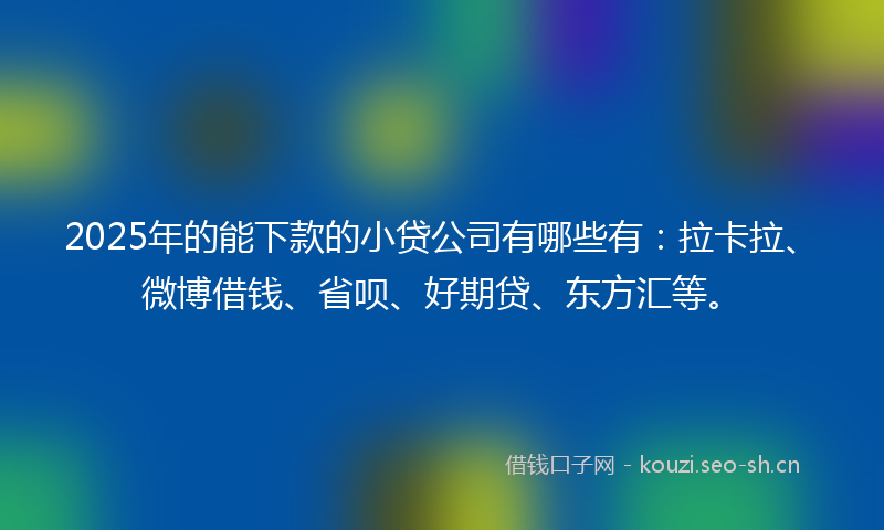2025年的能下款的小贷公司有哪些有：拉卡拉、微博借钱、省呗、好期贷、东方汇等。