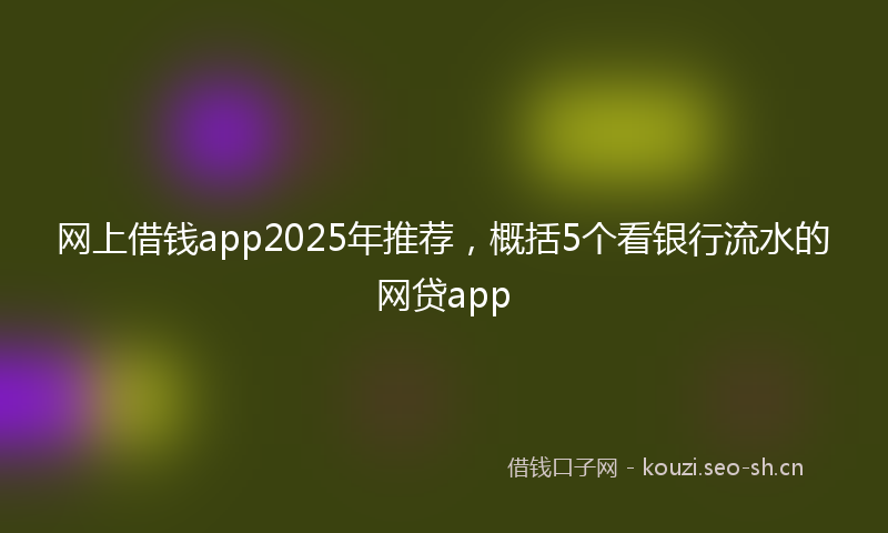 网上借钱app2025年推荐，概括5个看银行流水的网贷app