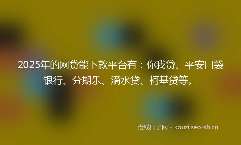 2025年的网贷能下款平台有：你我贷、平安口袋银行、分期乐、滴水贷、柯基贷等。