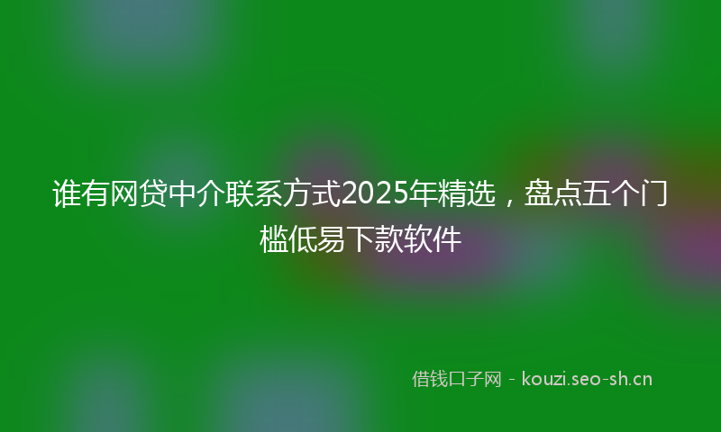谁有网贷中介联系方式2025年精选，盘点五个门槛低易下款软件